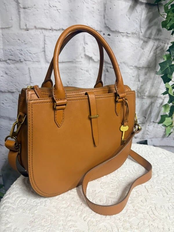 Fossil Fossil BNWOT Tan Genuine Leather “Ryder” Satchel Multiway Handbag - RRP £160