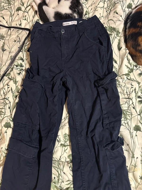 Bershka navy cargo pants