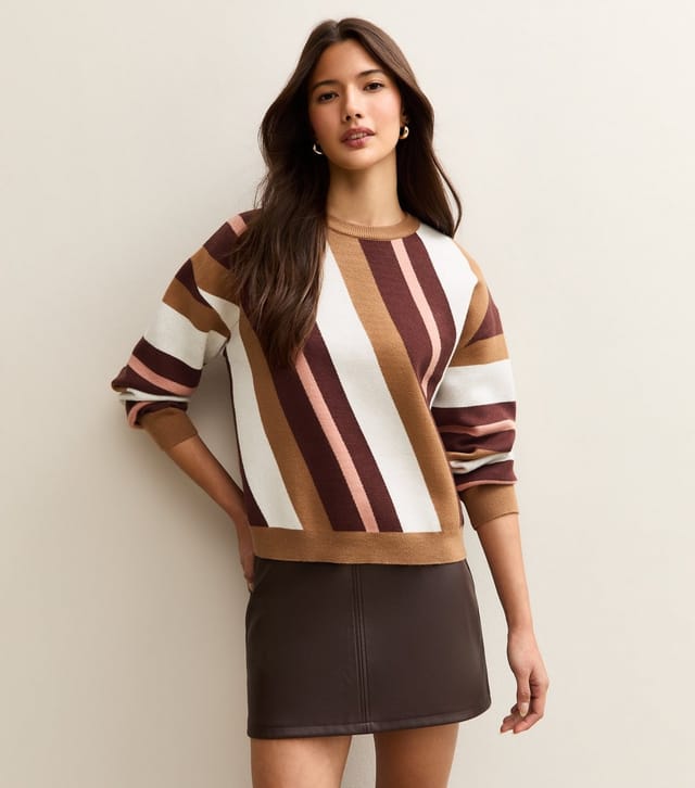 New Look Women's Brown Diagonal Striped Jumper New Look - 2
