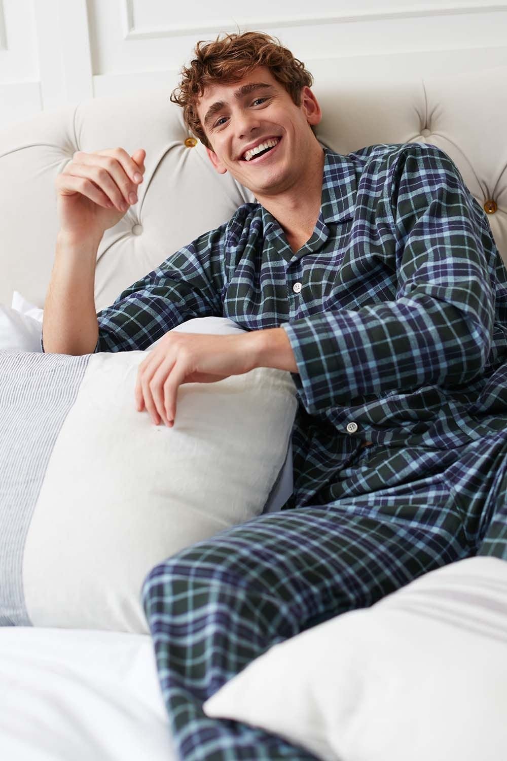 British Boxers British Boxers Men's 'Jura' Tartan Brushed Cotton Pyjama Set in Dark Green - 4