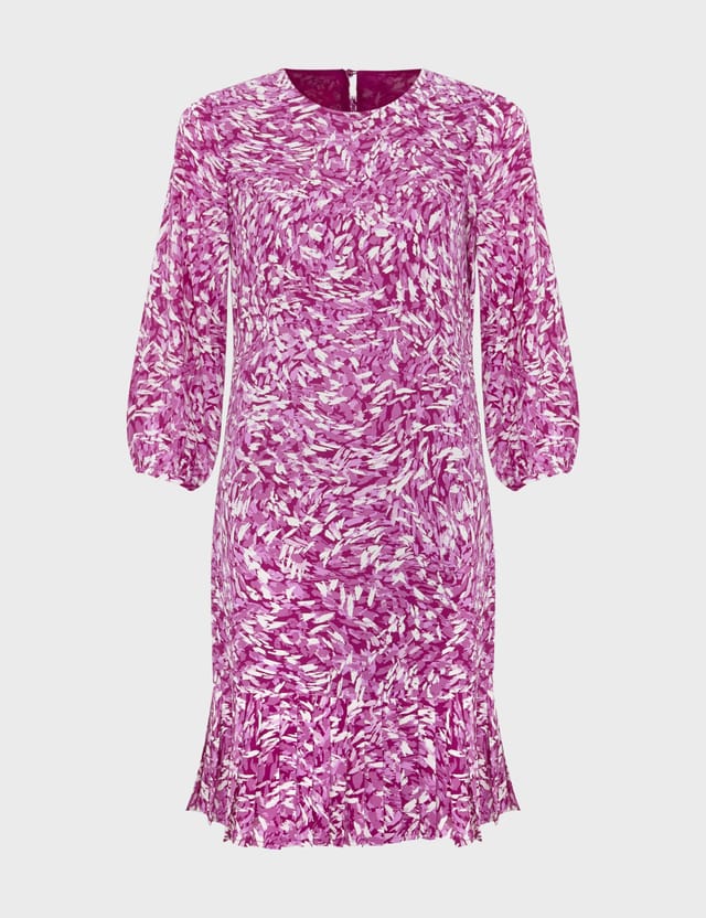Hobbs London Hobbs London Women's Liana Pleated Hem Mini Shift Dress in Magenta - 2