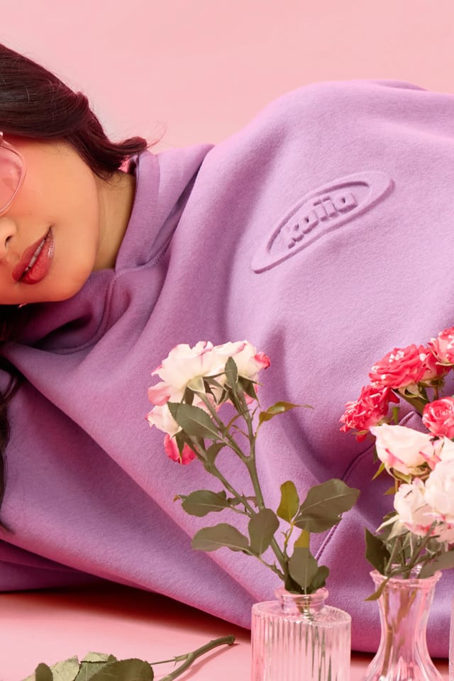 Kaiia Kaiia Oval Embossed Oversized Hoodie Grape Boba - 2
