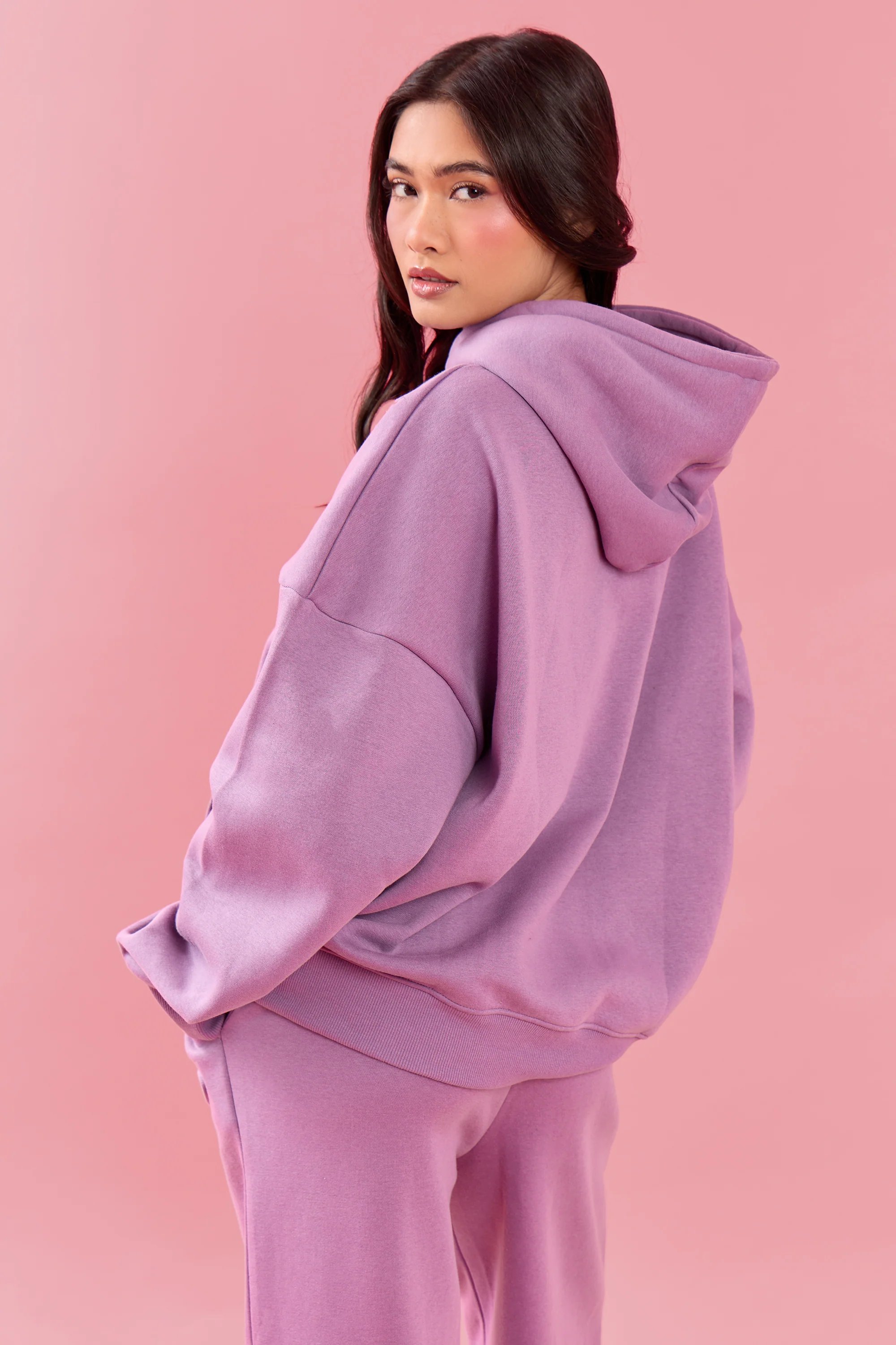 Kaiia Kaiia Oval Embossed Oversized Hoodie Grape Boba - 4
