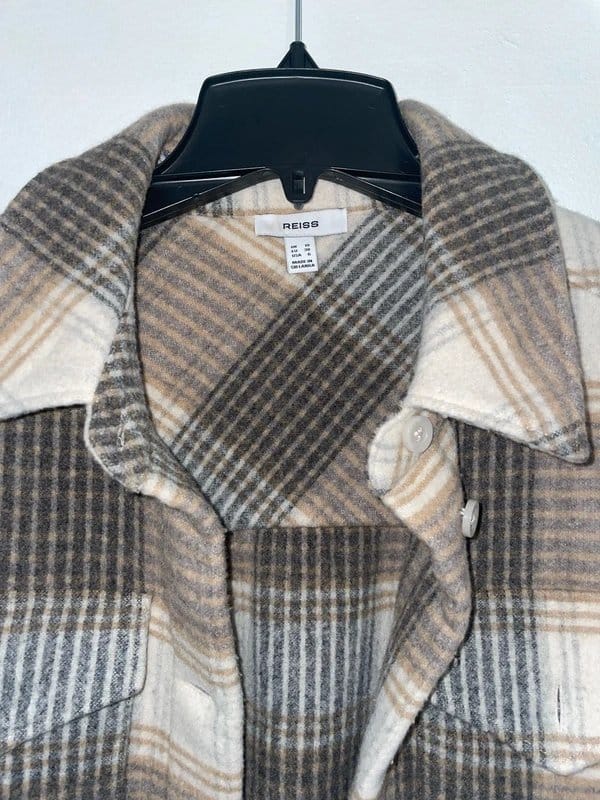 Reiss Reiss Women’s Neutral Brown Wool Phoebe Check Shacket Size UK 10 - 1