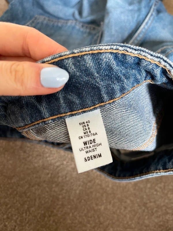 H&M H&M &Denim Wide Ultra High Waist Blue Denim Jeans Women’s Size EUR 40