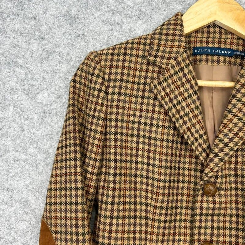 Ralph Lauren Polo Ralph Lauren Blazer Jacket Women’s S Brown Tweed Houndstooth Equestrian C60