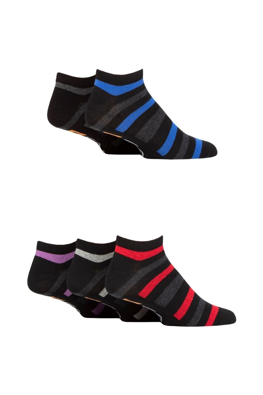 Farah FARAH Men's Mens 5 Pair Arch Support Striped Cotton Trainer Socks in Black
