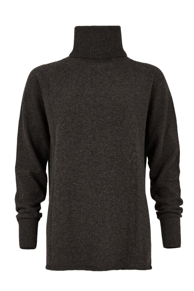 Celtic & Co Celtic & Co Women's Geelong Wool Slouch Turtleneck Sweater in Dark Grey - 2