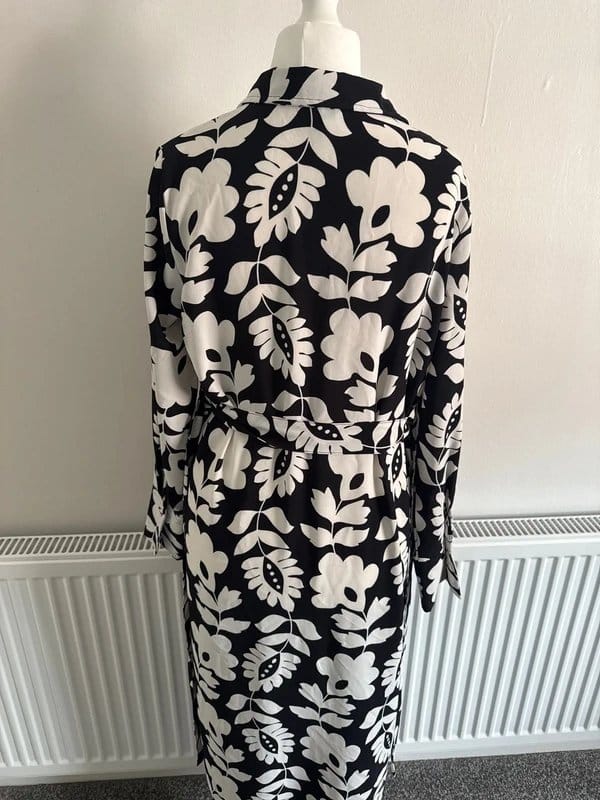 New Look Black & White Floral Midi Dress