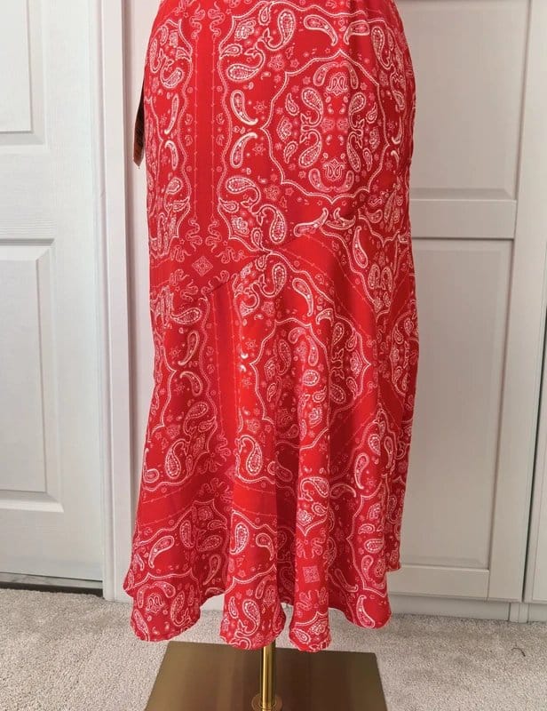 Never Fully Dressed Red Bandana Paisley Midi Dress - UK 14