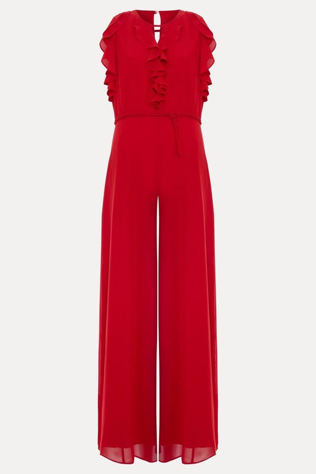 Phase Eight Phase Eight Women's Petite Rachel Ruffled Wide-Leg Jumpsuit in Scarlet - 2
