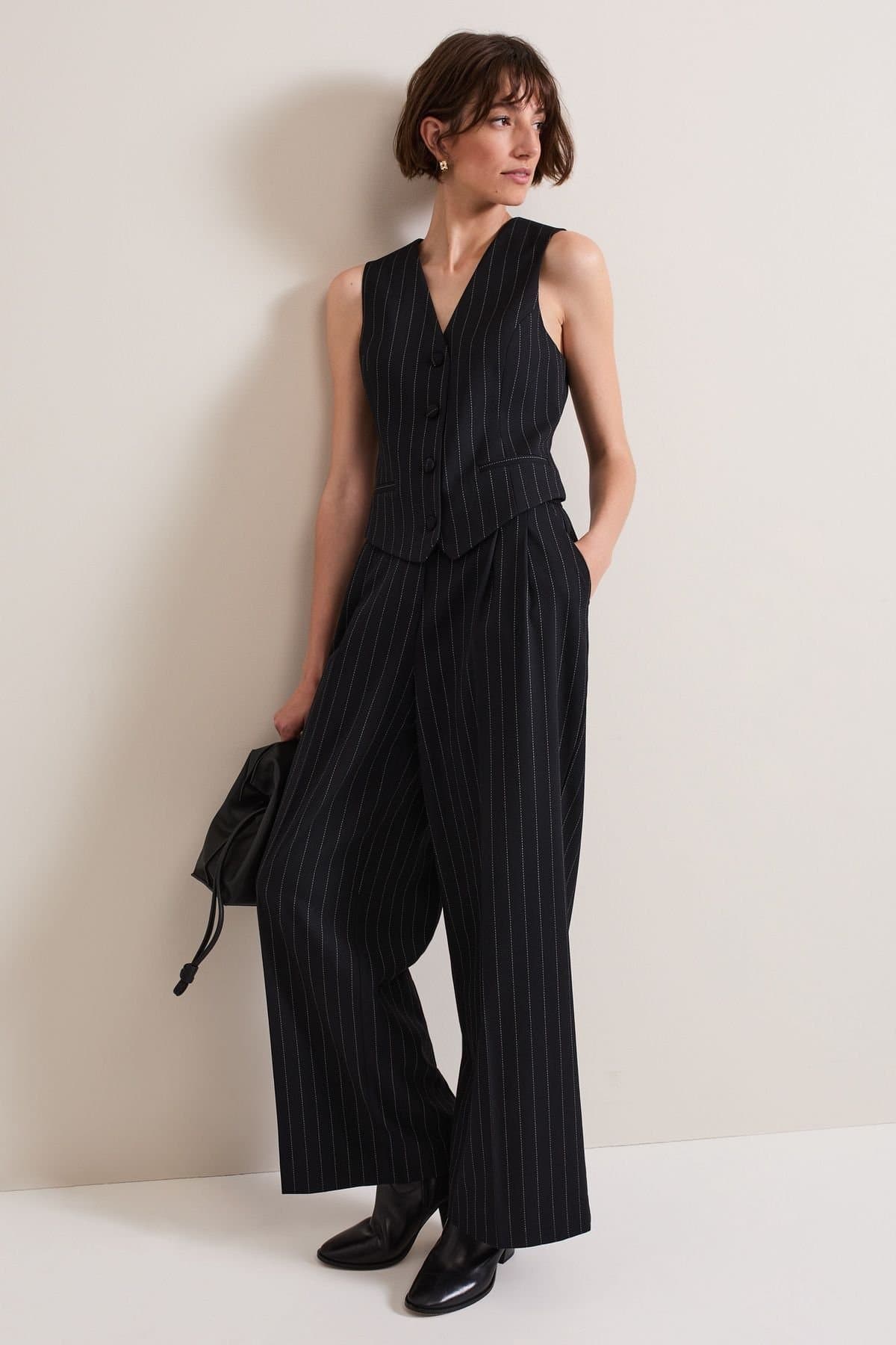 Phase Eight Phase Eight Women's Pia Pinstripe Wide Leg Trouser in Dark Navy