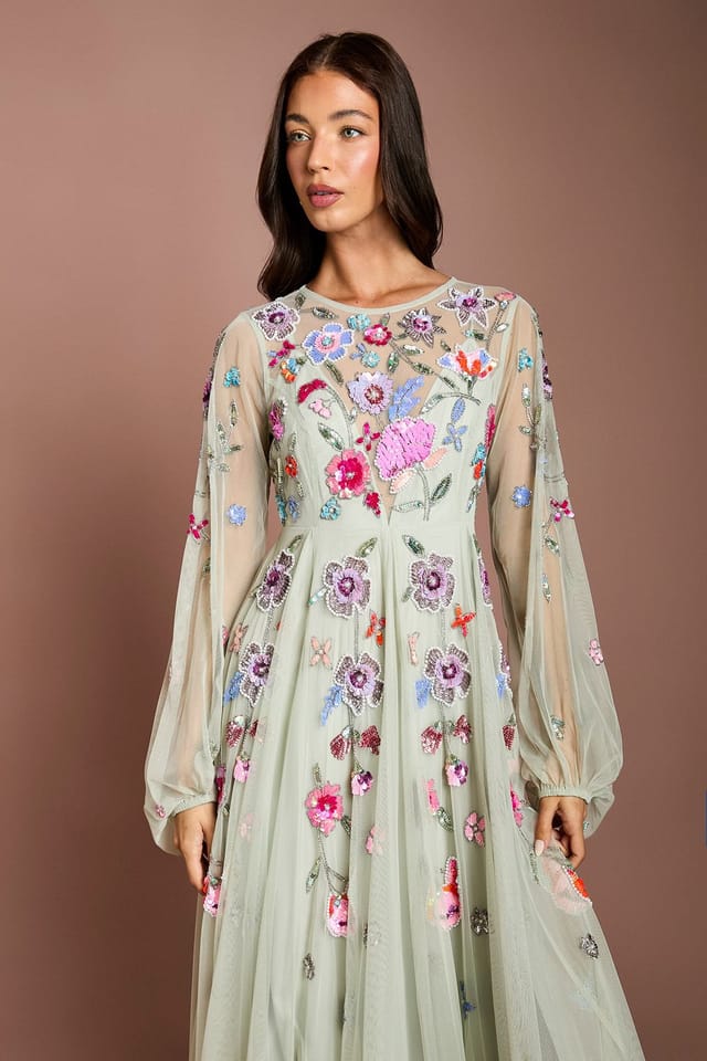Coast Coast Women's Embellished Chiffon Maxi Dress in Sage - 2