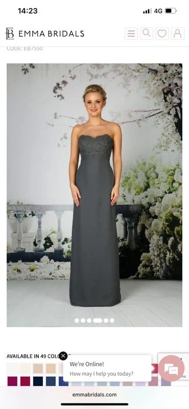 Emma Bridal Charcoal grey delicate lace bridesmaid ball gown 🩶 - 1