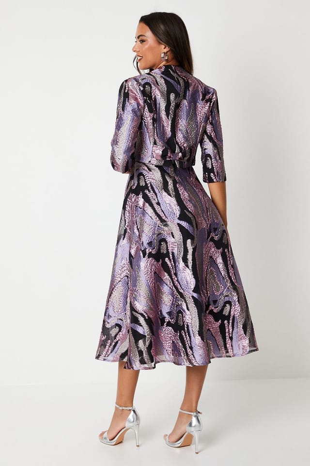 Coast Coast Women's Square Neck Jacquard Midi Dress in Purple - 3