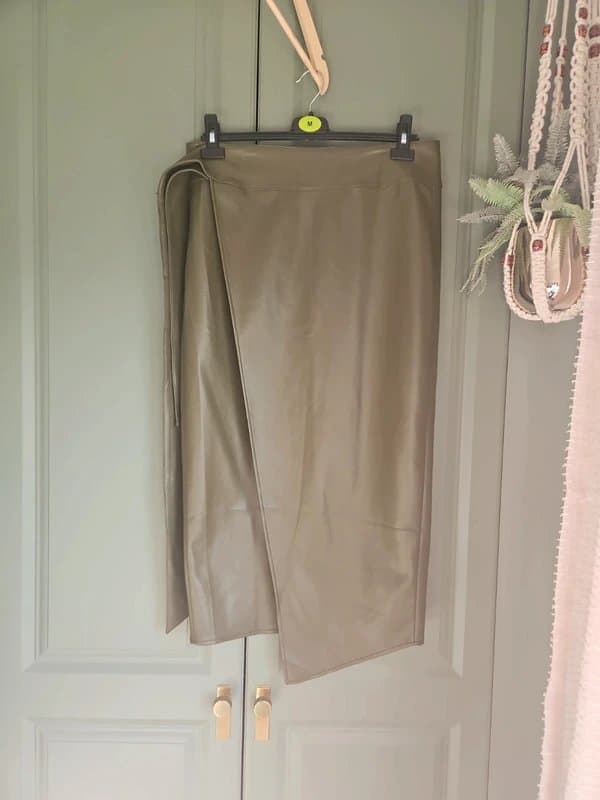 Never Fully Dressed Never Fully Dressed | vegan Leather Olive Jaspre Skirt | large