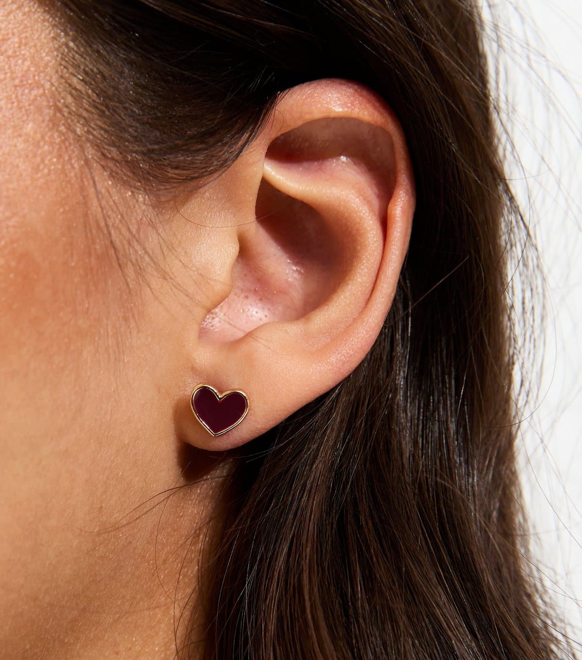 New Look Dark Brown Heart Stud Earrings New Look