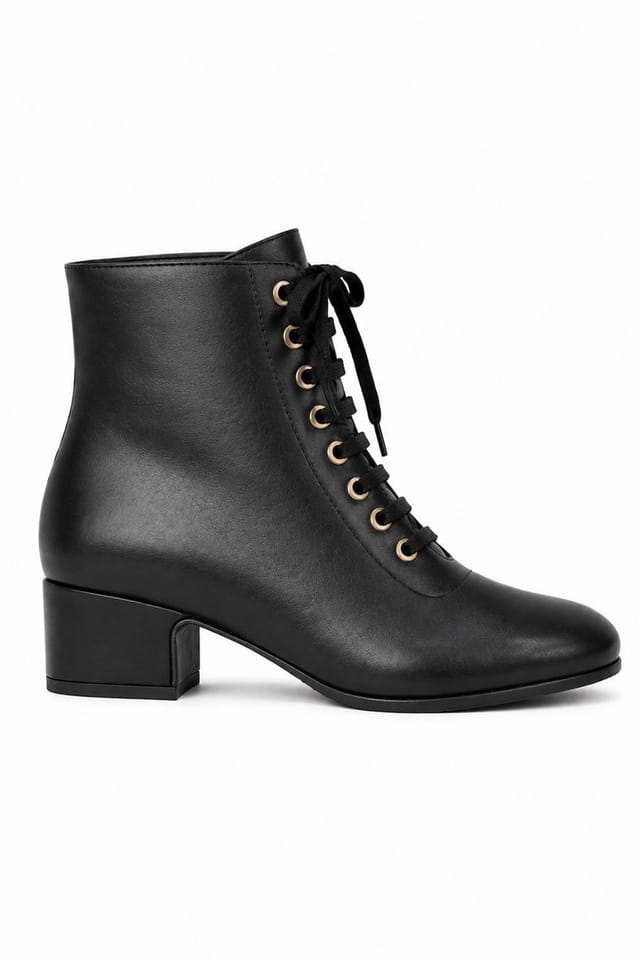 Spot On Spot On Women's Low Block Heel Lace-Up Ankle Boot with Metal Eyelets in Black - 2
