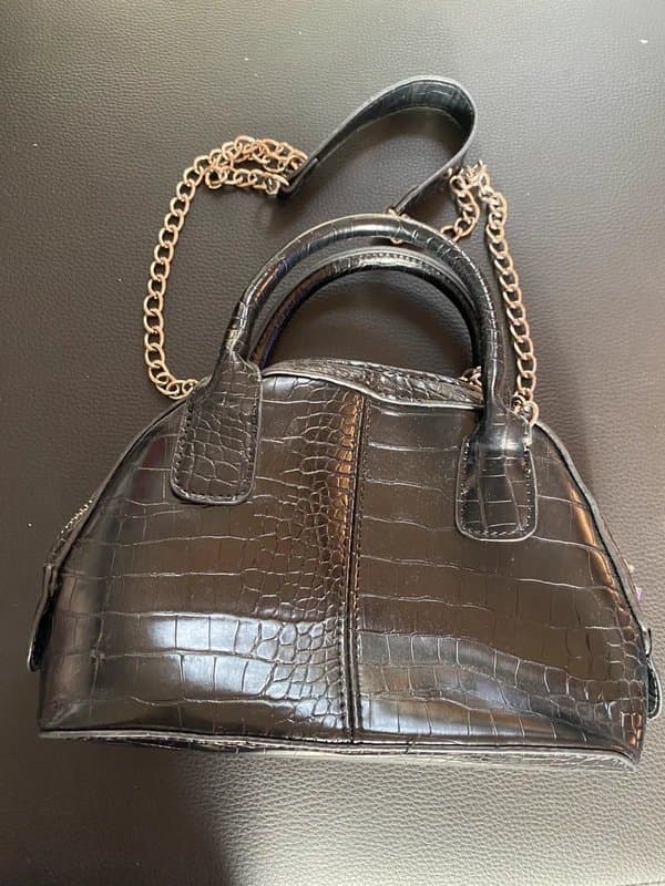 ASOS ASOS Black Croc Patent Leather Chain Strap Handbag Bag 10 x 6 inches Great Condition