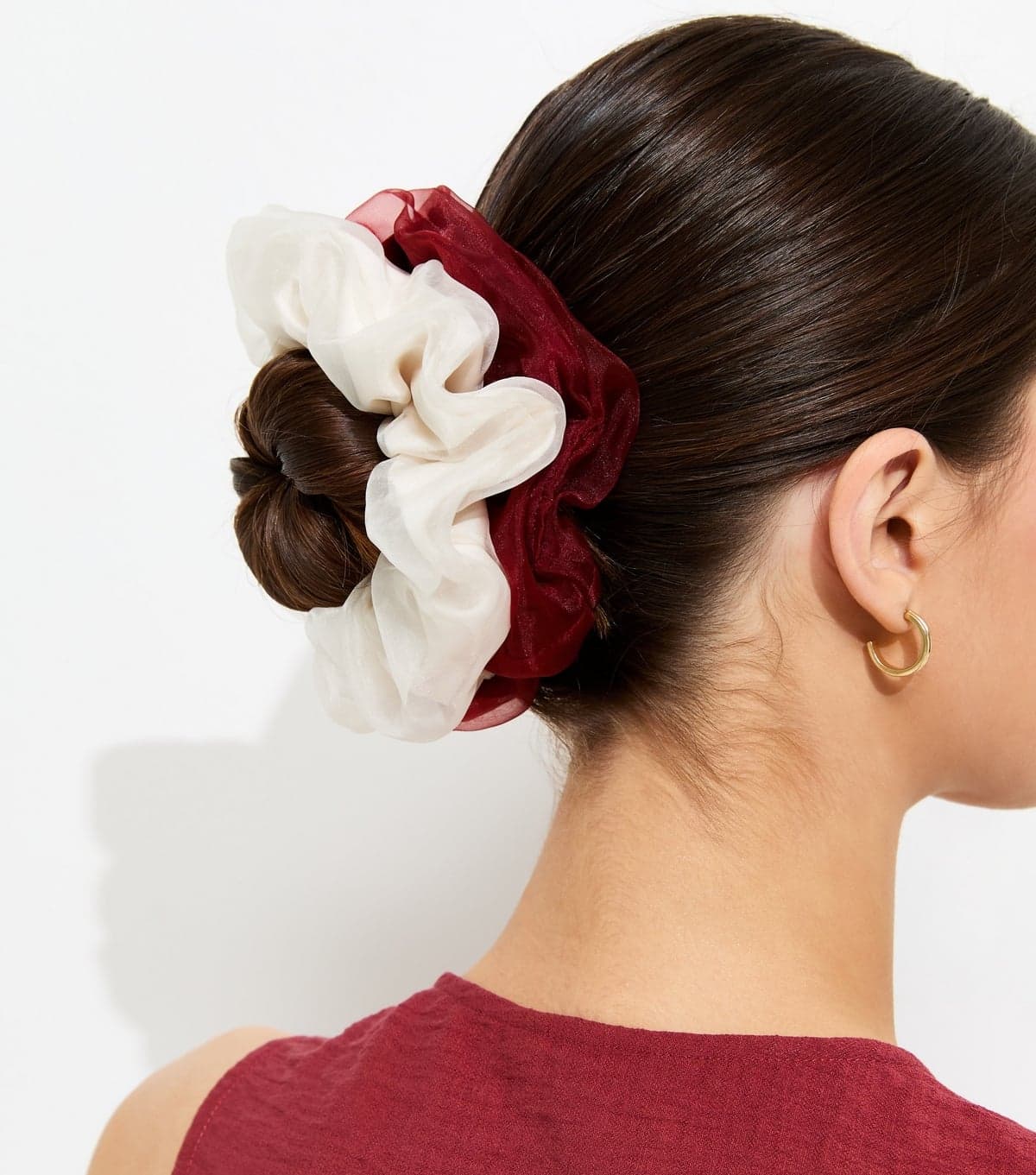 New Look Pack of 2 Dark Burgundy Organza Hair Scrunchies New Look