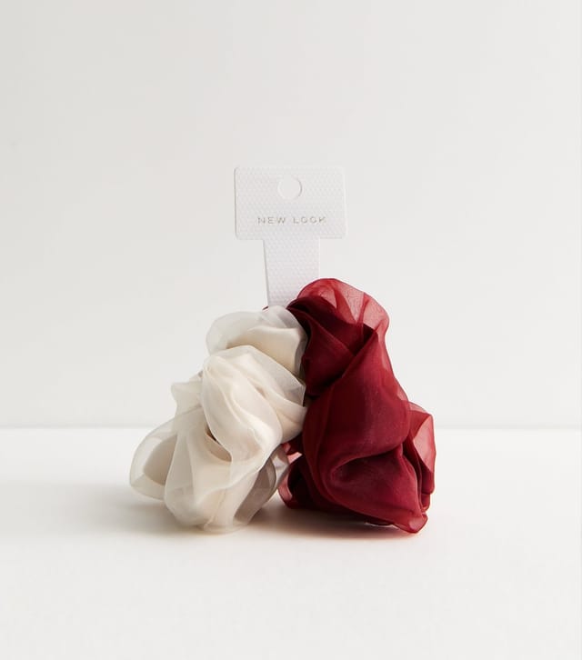 New Look Pack of 2 Dark Burgundy Organza Hair Scrunchies New Look - 2
