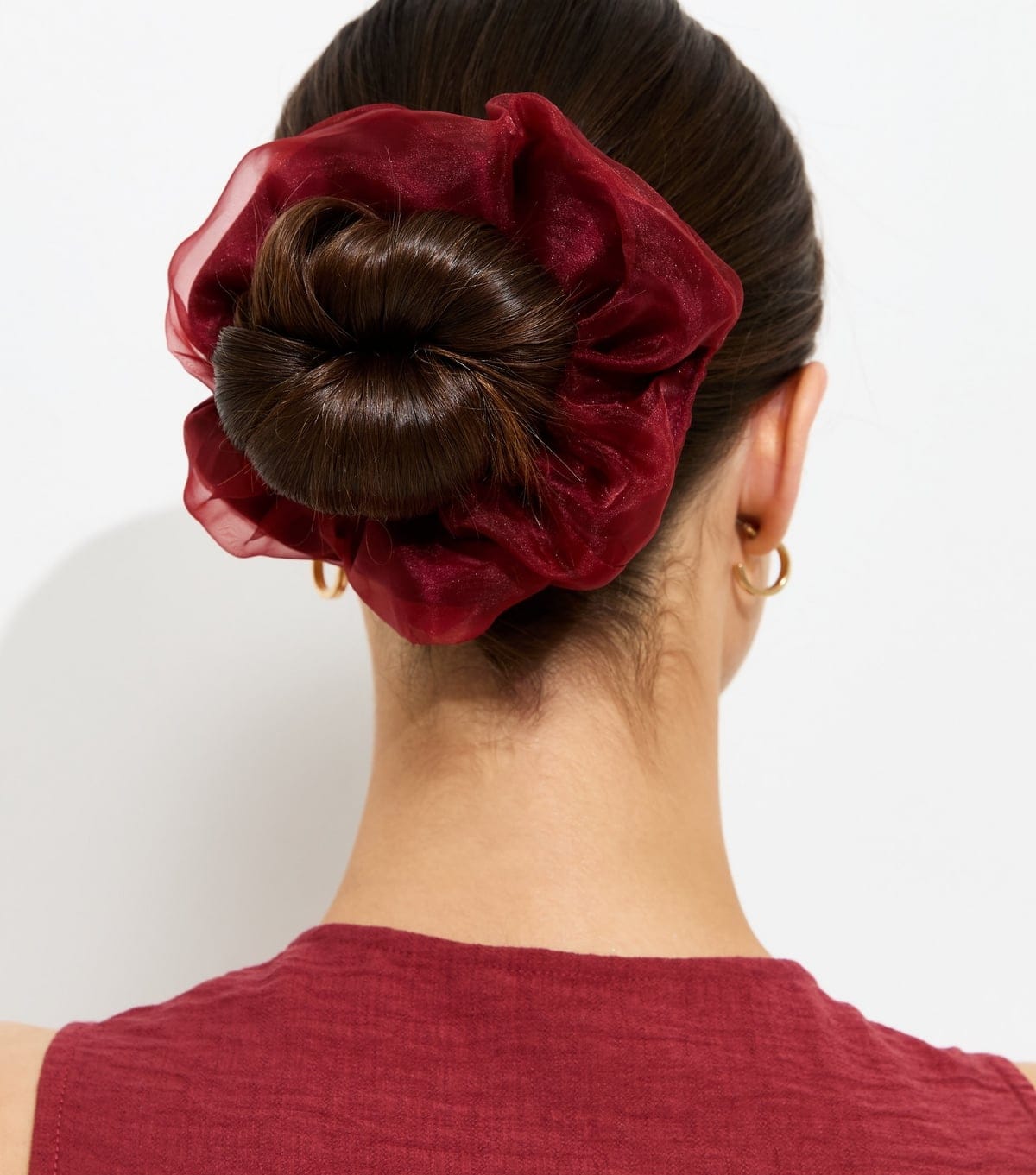 New Look Pack of 2 Dark Burgundy Organza Hair Scrunchies New Look - 4