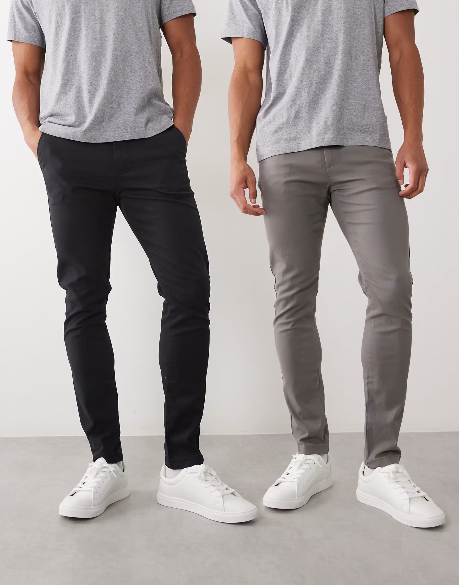 ASOS DESIGN Charcoal/Black Skinny Chinos 2-Pack