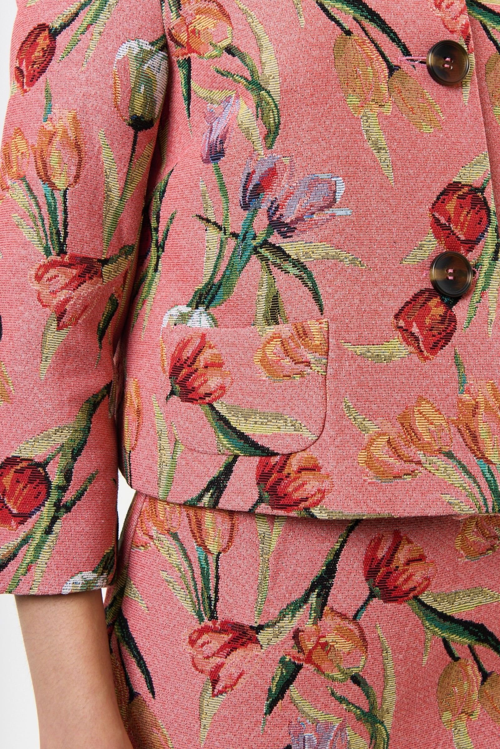 Louche Louche Women's Salut Tulip Jacquard Short Jacket - Pink - 4