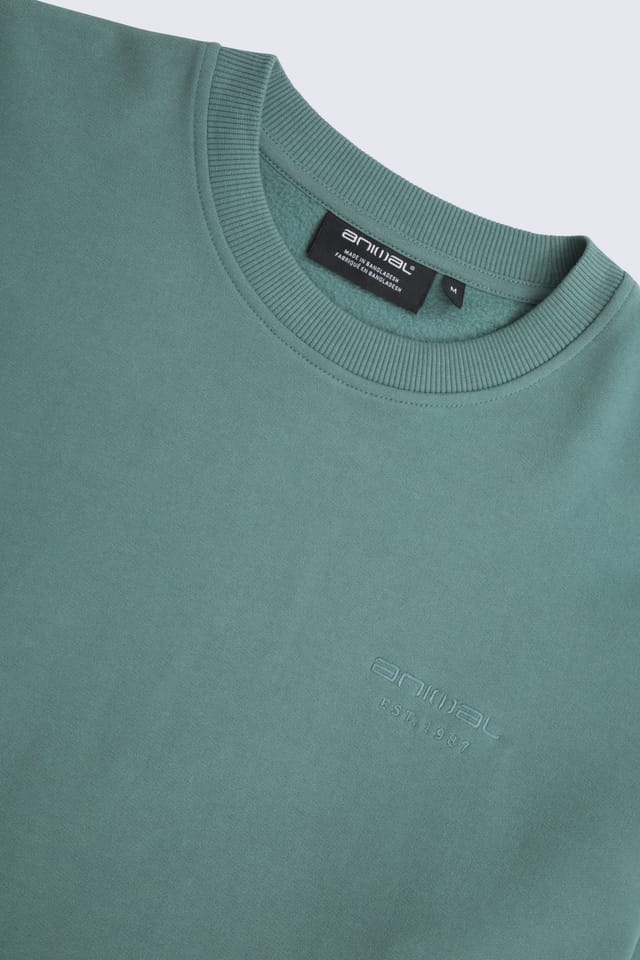 Animal Animal Men's 'Jonah' Ribbed Cuffs Cotton Drop Shoulder Sweatshirt in Green - 3