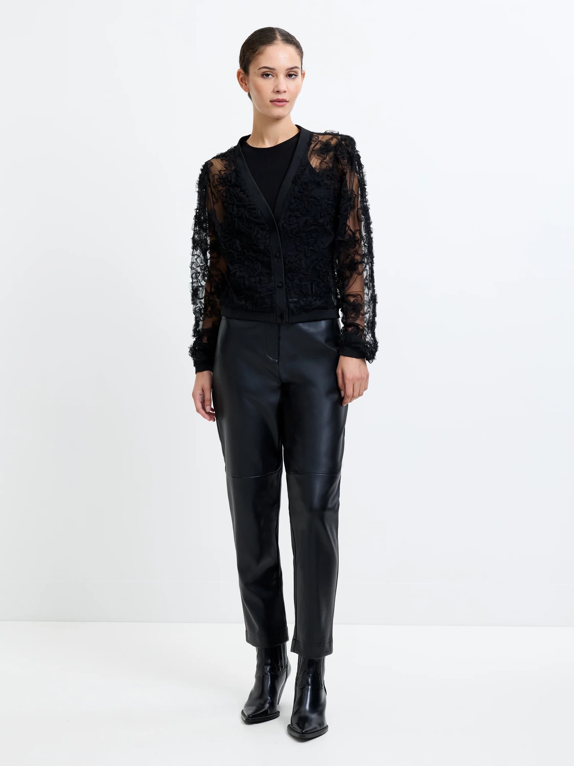 French Connection French Connection Black Faux Leather PU Trousers