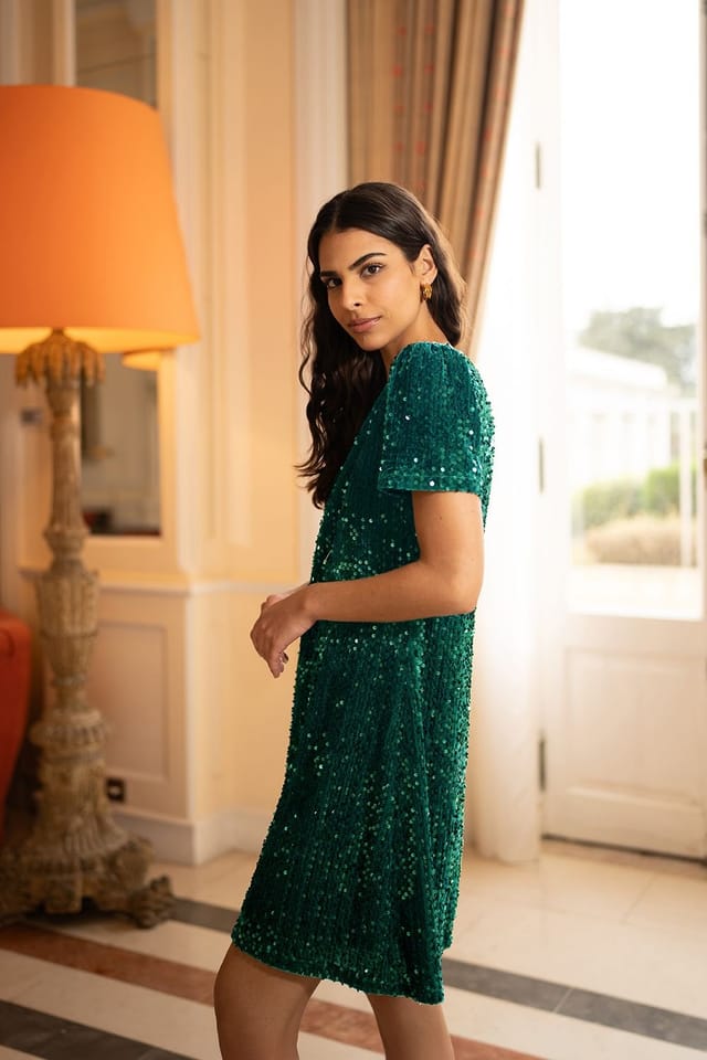 Yumi Yumi Women's Green Sequin Tunic - 3