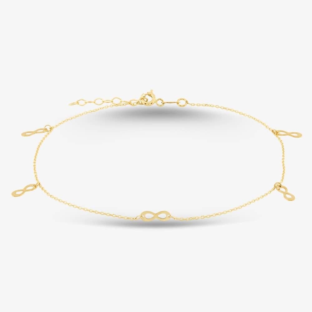 T.H.Baker T.H.Baker Women's 9ct Yellow Gold Infinity Anklet 1.28.0145