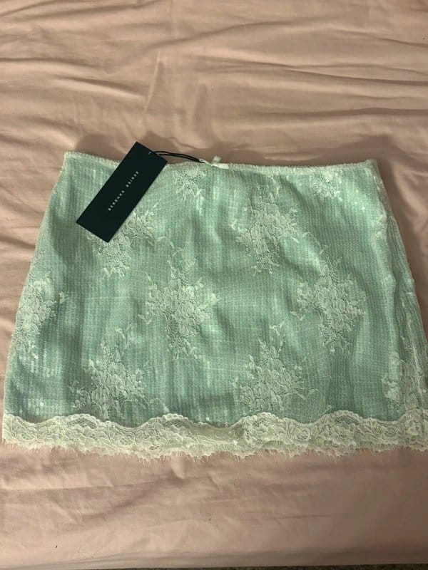 Bershka Mint Lace Floral Mini Skirt