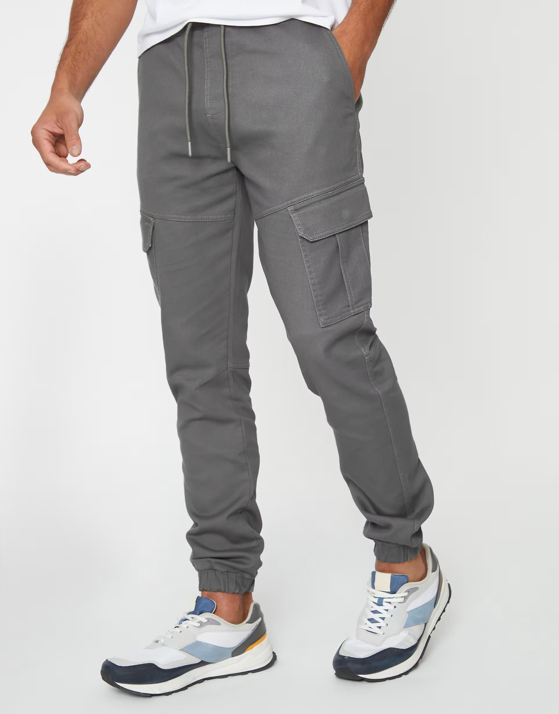 ASOS Threadbare Cotton blend cuffed cargo pocket trousers in grey