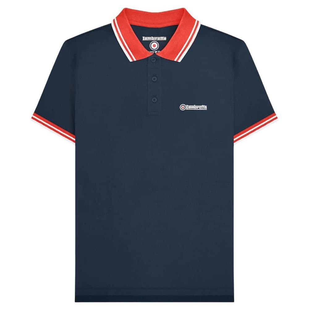 Lambretta Lambretta Men's Contrast Tipped Polo Shirt in Navy