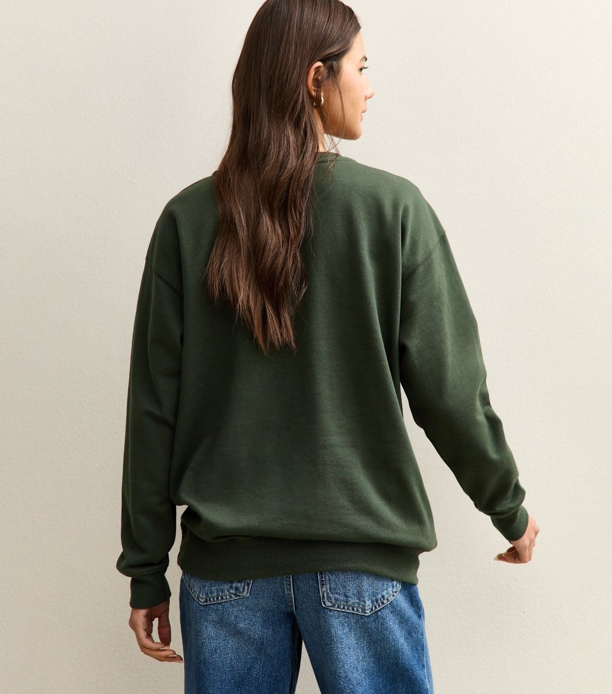 New Look Women's Dark Khaki NYC Leopard Print Logo Sweatshirt New Look - 4