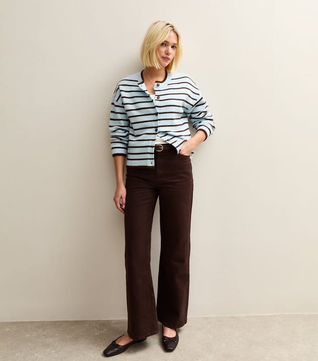 New Look Women's Blue Striped Crew Neck Cardigan New Look - 3