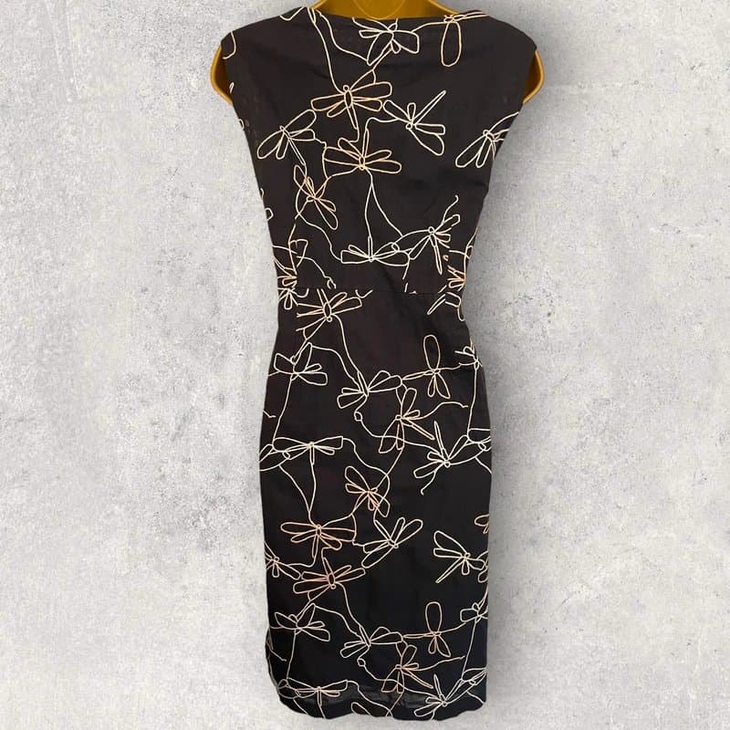 White Stuff White Stuff Womens Navy Cotton Embroidered Dragonfly Dress UK 16 NWT