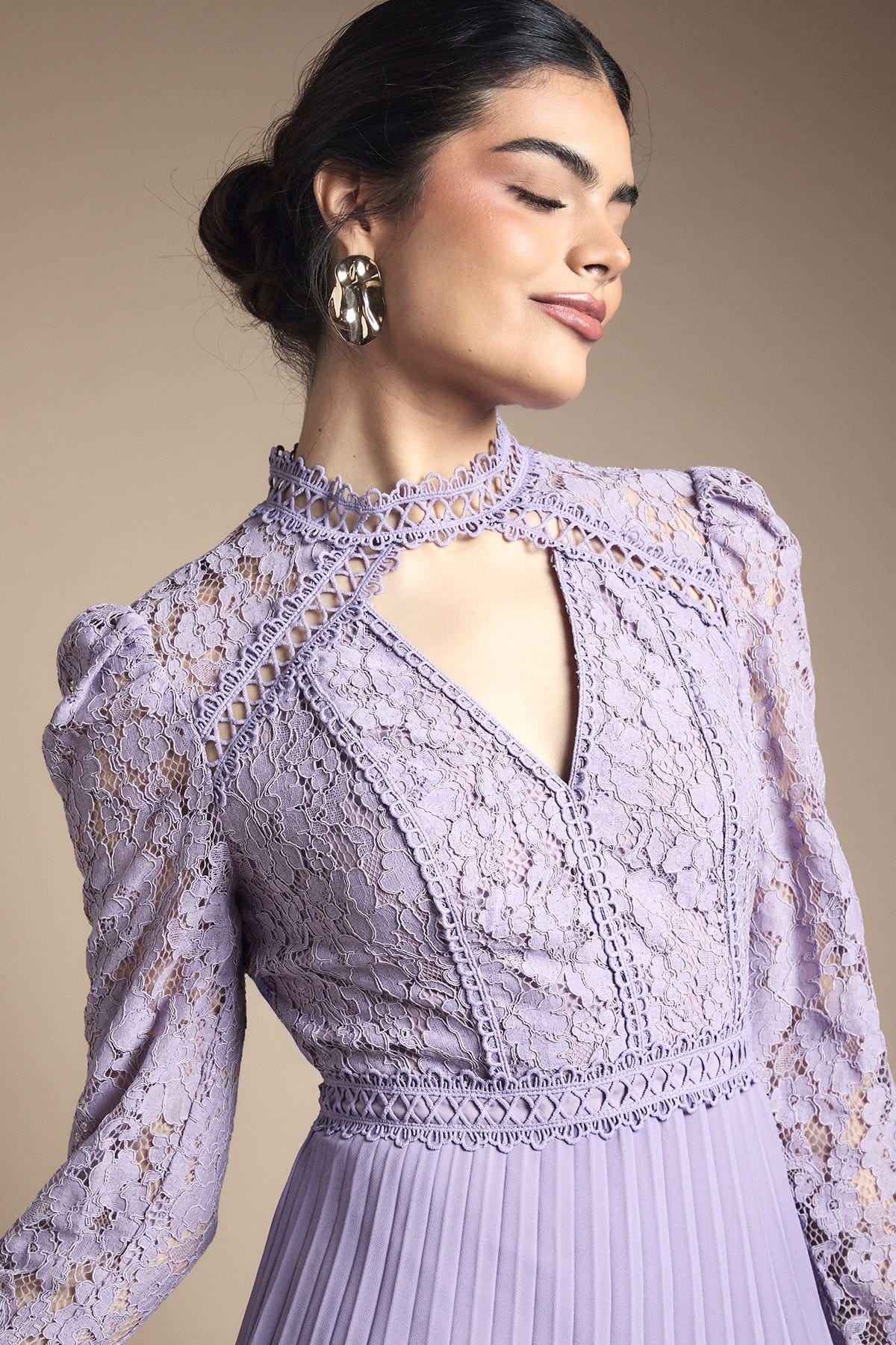 Oasis Oasis Women's Lace Bodice Pleat Mini Dress in Purple - 4