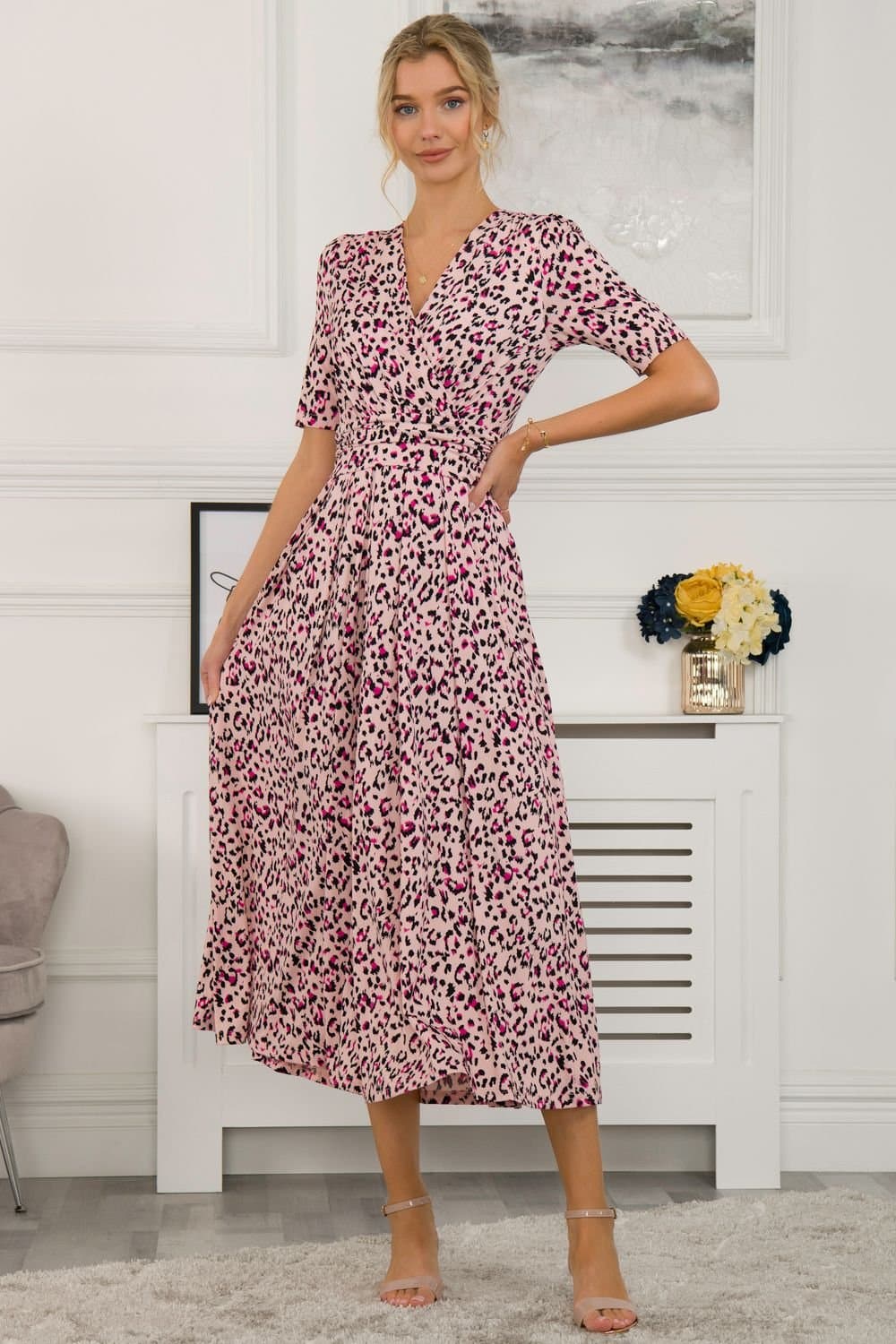 Jolie Moi Jolie Moi Women's Denise Wrap Maxi Dress in Pink