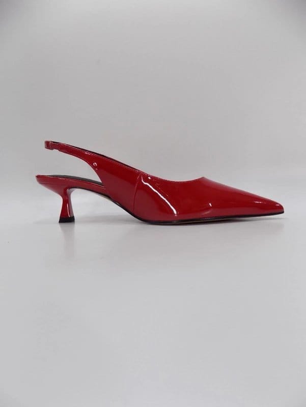 ASOS Red Kitten Heel Shoes Wide Fit UK 4 Pointed Toe Slingback ASOS Bridal Wedding - 1