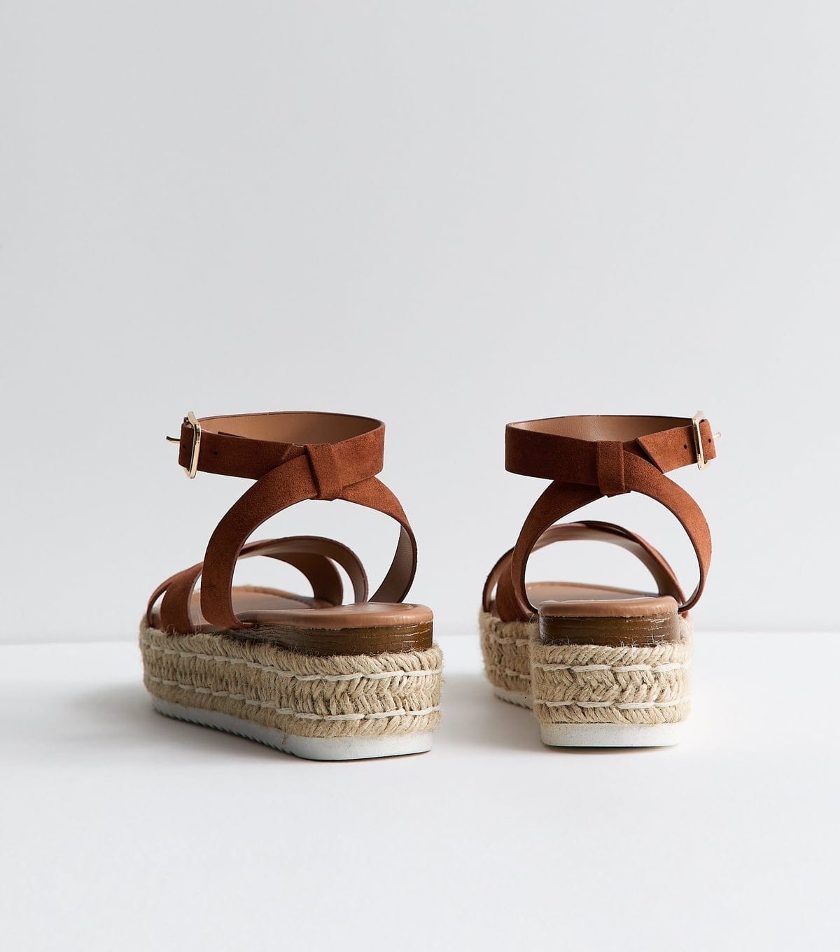 New Look Women's Rust Brown Faux Suede Crossover Strap Flatform Sandals Vegan New Look - 4