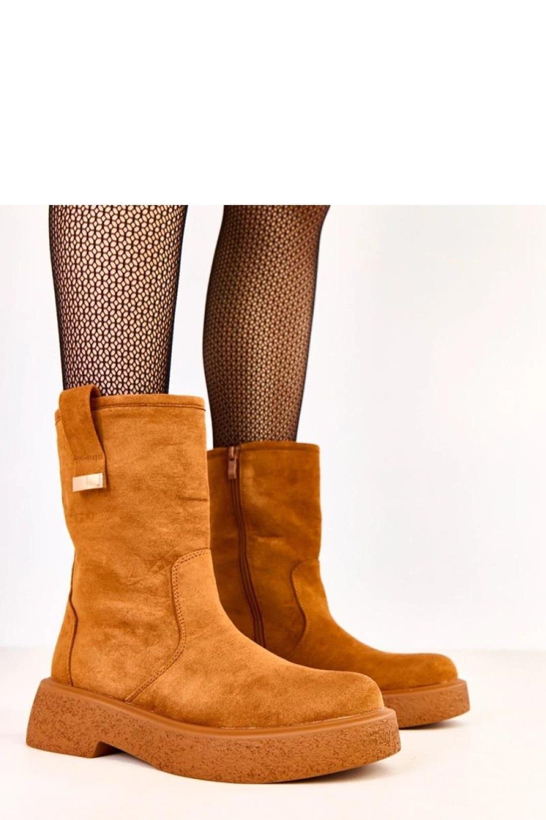 Love Lace Love Lace Brown Suede Ankle Boots with Platform & Side Zip