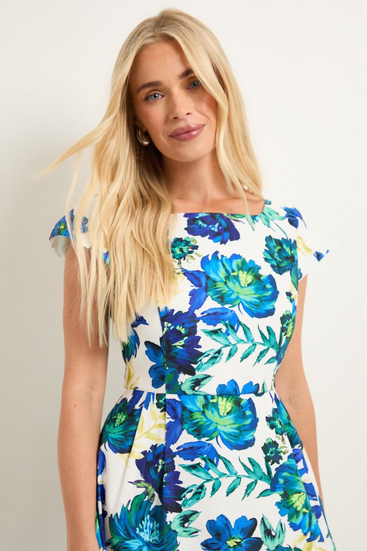 Wallis Wallis Women's Petite Floral Ottoman Fit & Flare Midi Dress in Ivory - 4