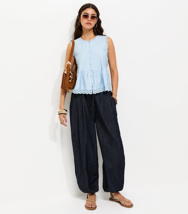 New Look Women's Light Blue Pintuck Button Front Sleeveless Top New Look - 3
