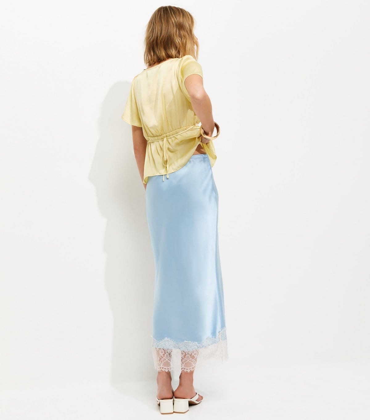New Look Women's Light Blue Deep Lace Trim Midi Skirt New Look - 4