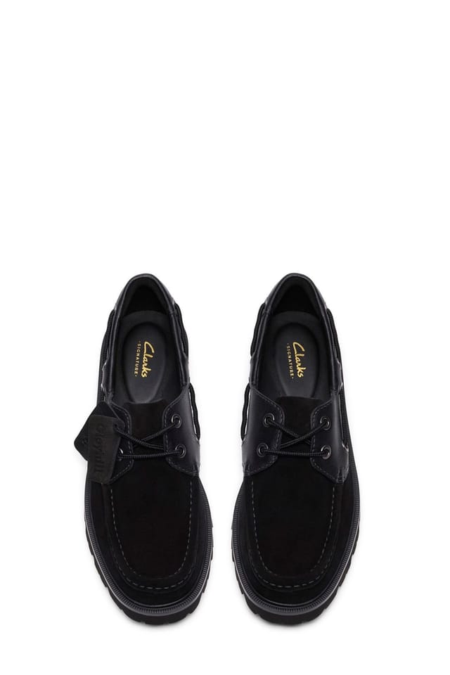 Clarks Originals Clarks Originals Men's Cleyhill Boat Shoes Black Suede - 3