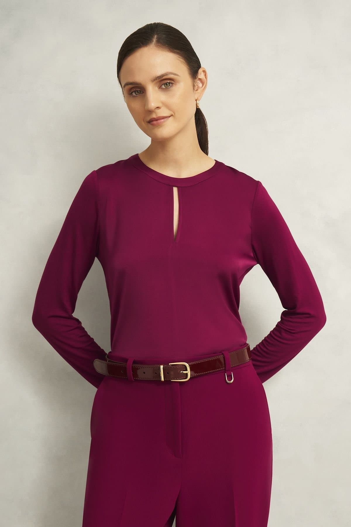 Hobbs London Hobbs London Raspberry Long-Sleeve Top