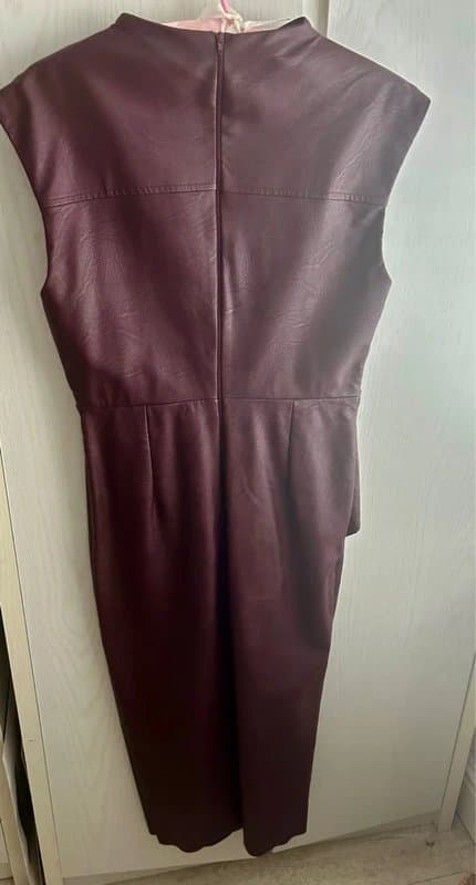 ASOS Long burgundy leather look dress ASOS Design - Size 12
