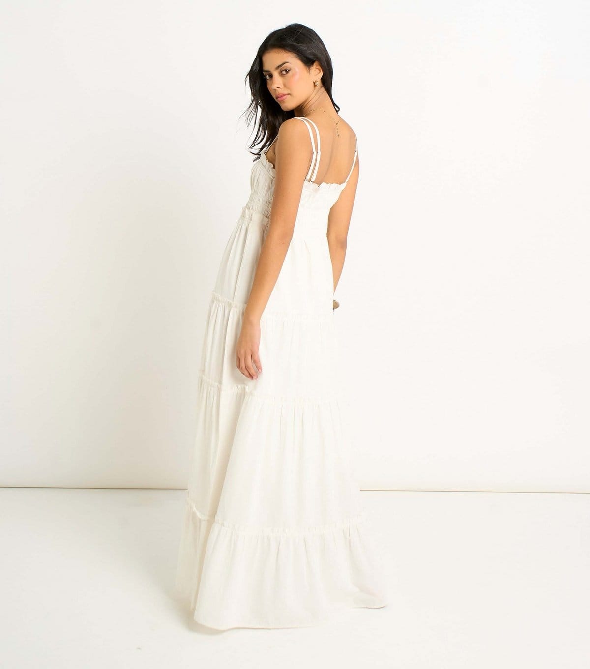 Gini London Women's White Double Strap Flared Maxi Dress Gini London New Look - 4